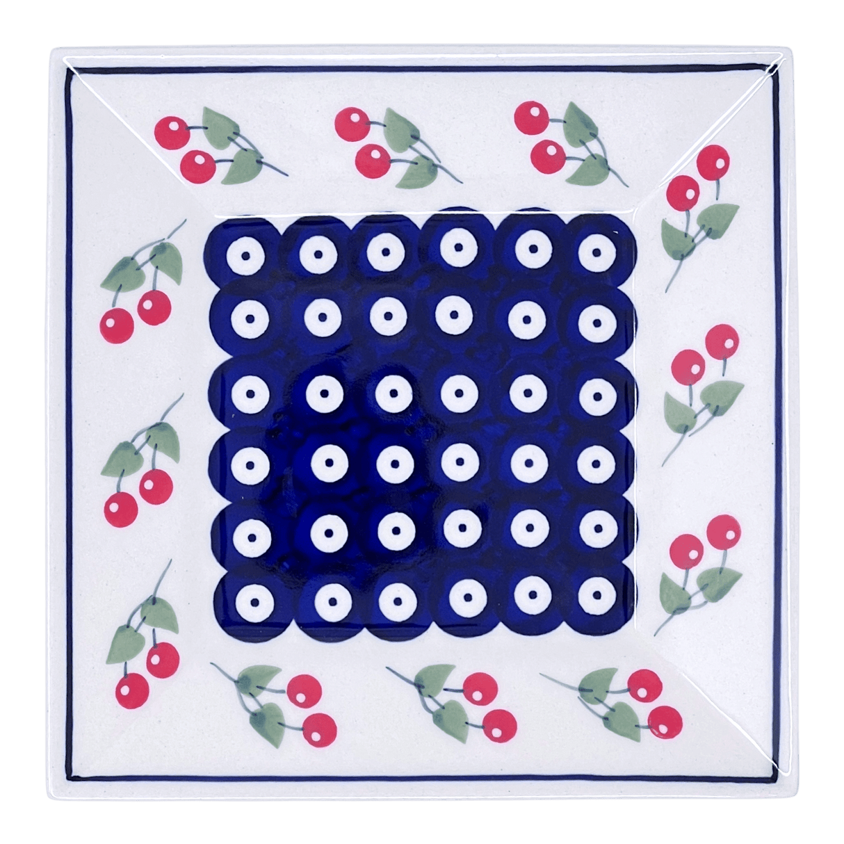 Plate, Square, Dessert, 7" in "Cherry Dot" by Manufaktura | T158T-70WI