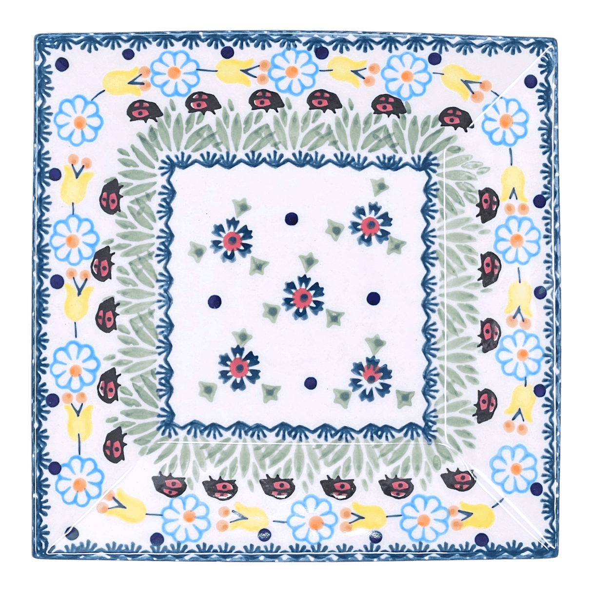Plate, Square, Dessert, 7" in "Lady Bugs" by Manufaktura | T158T-IF45