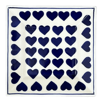 A picture of a Polish Pottery 7" Square Dessert Plate (Whole Hearted) | T158T-SEDU as shown at PolishPotteryOutlet.com/products/7-square-dessert-plates-whole-hearted-t158t-sedu
