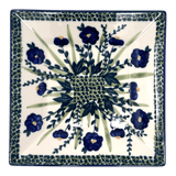 Plate, Square, Dessert, 7" in "Bouncing Blue Blossoms" by Manufaktura | T158U-IM03