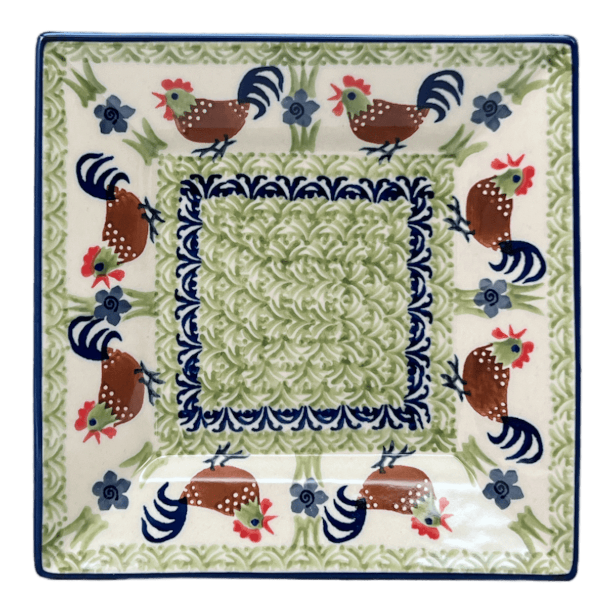 Plate, Square, Dessert, 7" in "Chicken Dance" by Manufaktura | T158U-P320