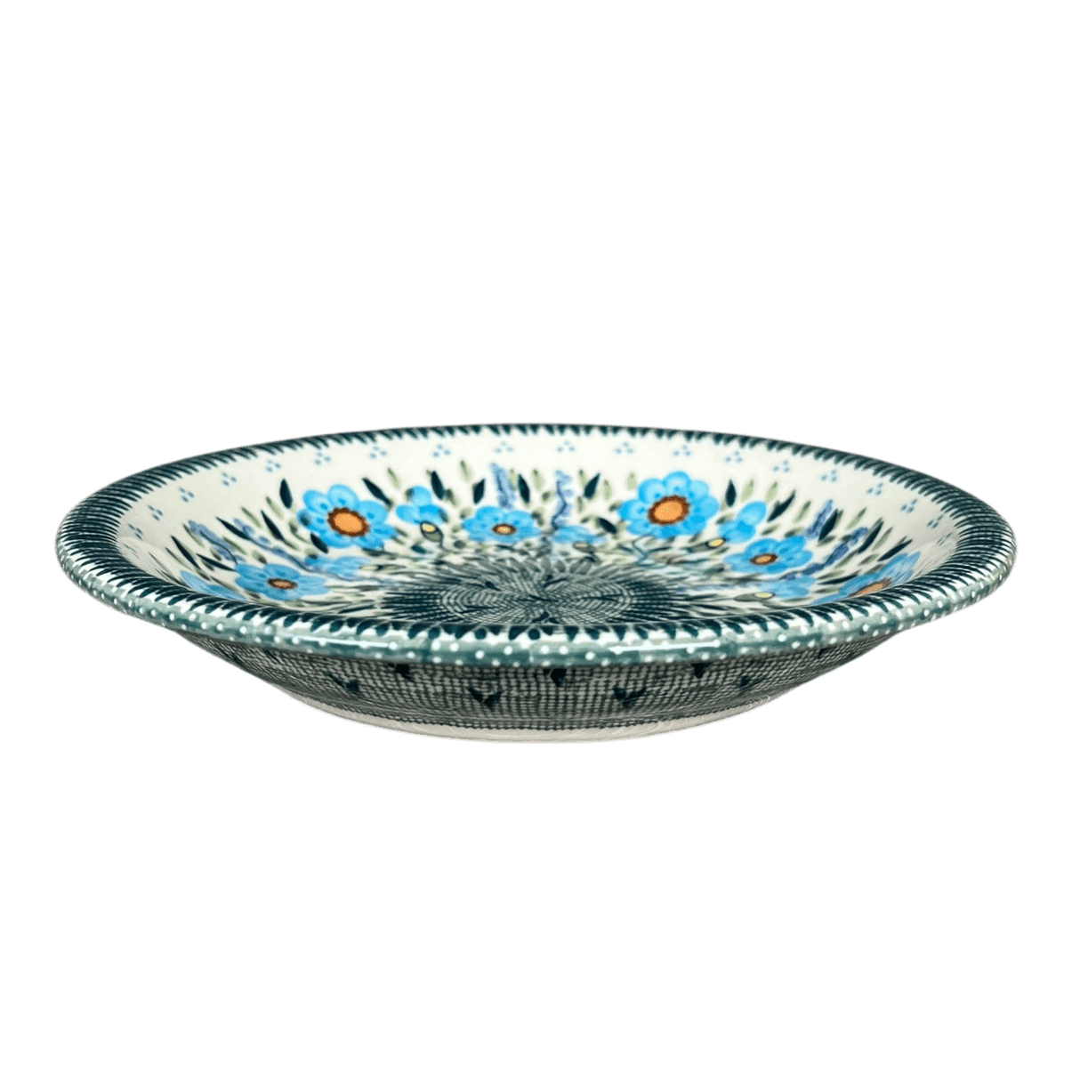 Bowl, Round, Pasta, 9.25" Bowl in "Baby Blue Blossoms" by Manufaktura | T159S-JS49