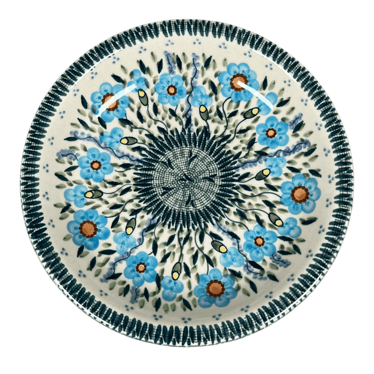 Bowl, Round, Pasta, 9.25" Bowl in "Baby Blue Blossoms" by Manufaktura | T159S-JS49