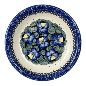 Polish Pottery 9.25" Pasta Bowl (Pansies) | T159S-JZB Additional Image at PolishPotteryOutlet.com