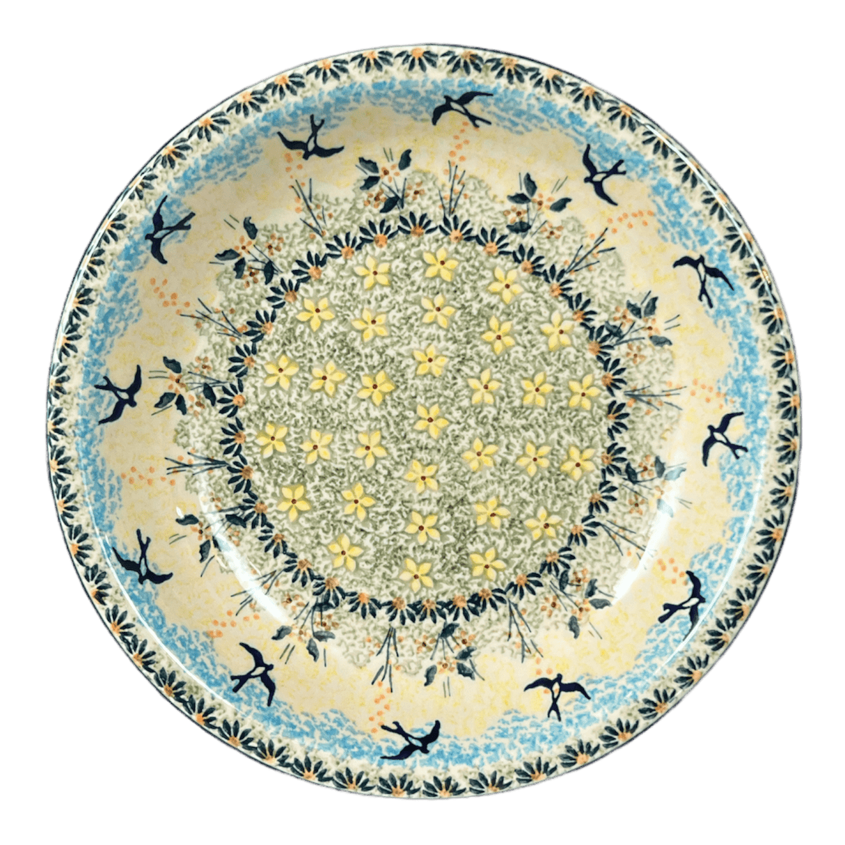 Bowl, Round, Pasta, 9.25" Bowl in "Soaring Swallows" by Manufaktura | T159S-WK57