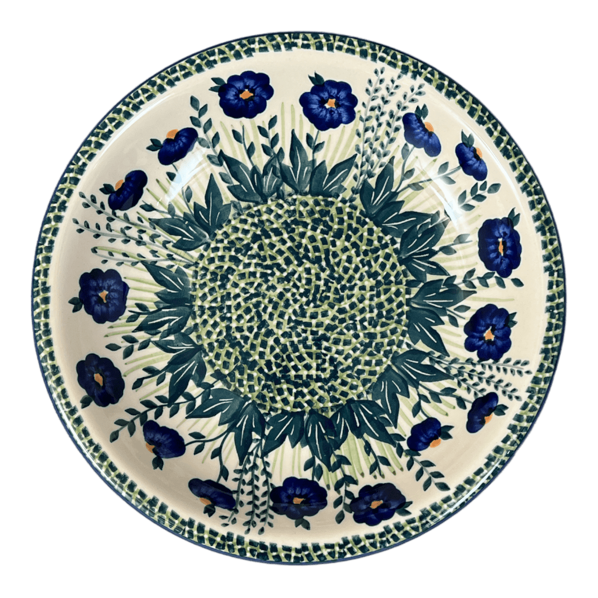 Bowl, Round, Pasta, 9.25" Bowl in "Bouncing Blue Blossoms" by Manufaktura | T159U-IM03