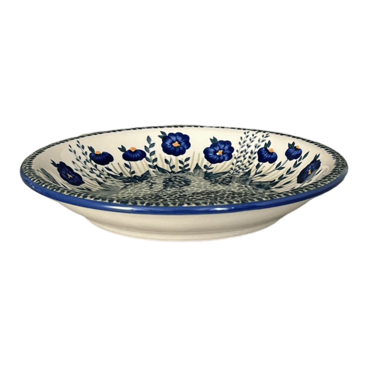 Bowl, Round, Pasta, 9.25" Bowl in "Bouncing Blue Blossoms" by Manufaktura | T159U-IM03