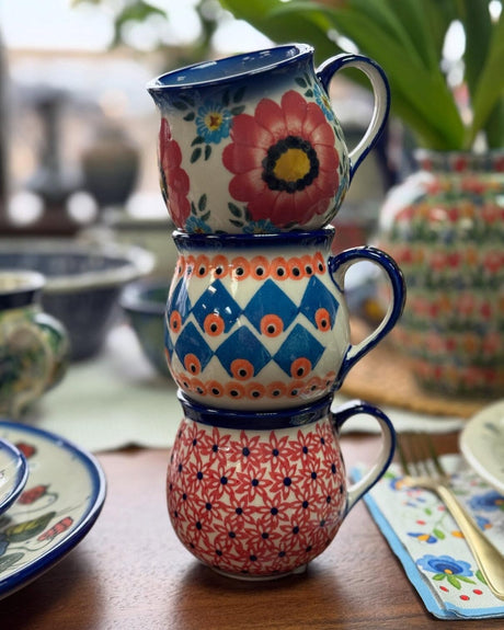 Mug, Belly Mug, 8 oz Small, WR (WR14N) in "Blazing Starflower" by W.R. Ceramika | WR14N-WR25