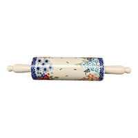 A picture of a Polish Pottery Rolling Pin (Brilliant Garden) | W012S-DPLW as shown at PolishPotteryOutlet.com/products/14-25-rolling-pin-brilliant-garden-w012s-dplw