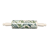 A picture of a Polish Pottery Rolling Pin (Scattered Ferns) | W012S-GZ39 as shown at PolishPotteryOutlet.com/products/14-25-rolling-pin-scattered-ferns-w012s-gz39