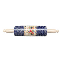 A picture of a Polish Pottery Rolling Pin (Poppy Persuasion) | W012S-P265 as shown at PolishPotteryOutlet.com/products/14-25-rolling-pin-poppy-persuasion-w012s-p265