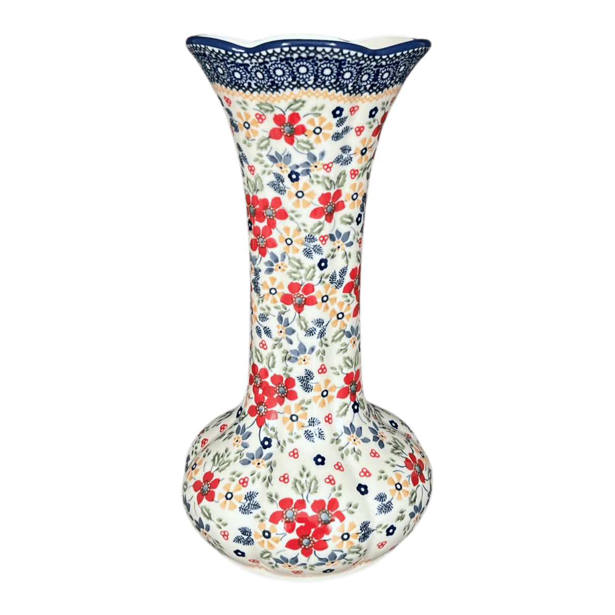 Vase, Tulip Lipped, 12.5" in "Ruby Bouquet" by Manufaktura | W014S-DPCS
