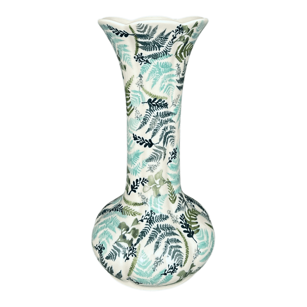 Vase, Tulip Lipped, 12.5" in "Scattered Ferns" by Manufaktura | W014S-GZ39