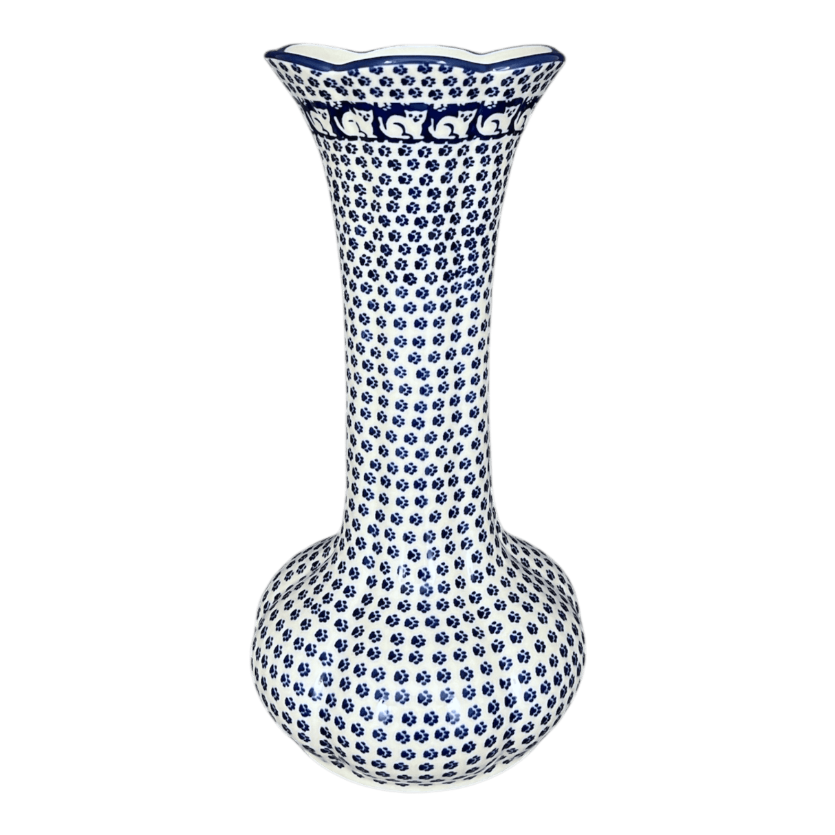 Vase, Tulip Lipped, 12.5" in "Kitty Cat Path" by Manufaktura | W014T-KOT6