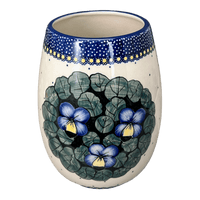 A picture of a Polish Pottery 8" Vase (Pansies) | W020S-JZB as shown at PolishPotteryOutlet.com/products/8-vase-pansies-w020s-jzb