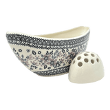 Vase, Ikebana, Oval, Frog Insert, 10.5" x 4.5" in "Duet in Black & Grey" by Manufaktura | W022S-DPSC