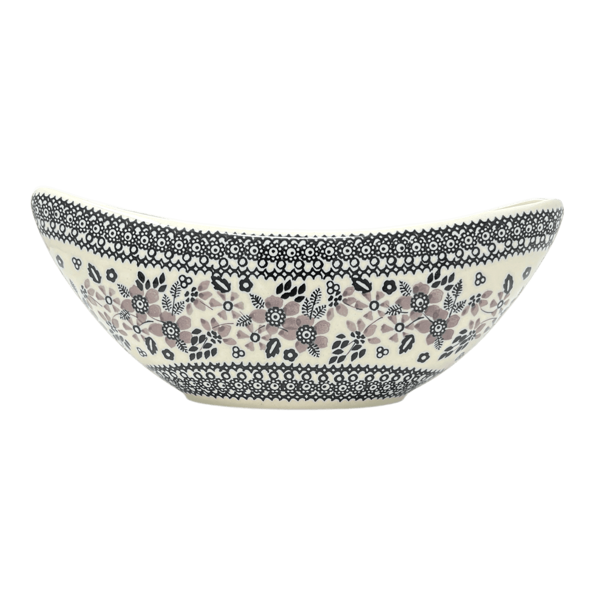 Vase, Ikebana, Oval, Frog Insert, 10.5" x 4.5" in "Duet in Black & Grey" by Manufaktura | W022S-DPSC