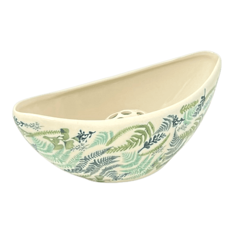 Vase, Ikebana, Oval, Frog Insert, 10.5" x 4.5" in "Scattered Ferns" by Manufaktura | W022S-GZ39