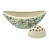 Vase, Ikebana, Oval, Frog Insert, 10.5" x 4.5" in "Scattered Ferns" by Manufaktura | W022S-GZ39