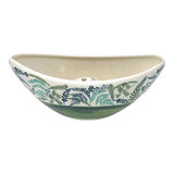 Vase, Ikebana, Oval, Frog Insert, 10.5" x 4.5" in "Scattered Ferns in Green" by Manufaktura | W022S-GZ44