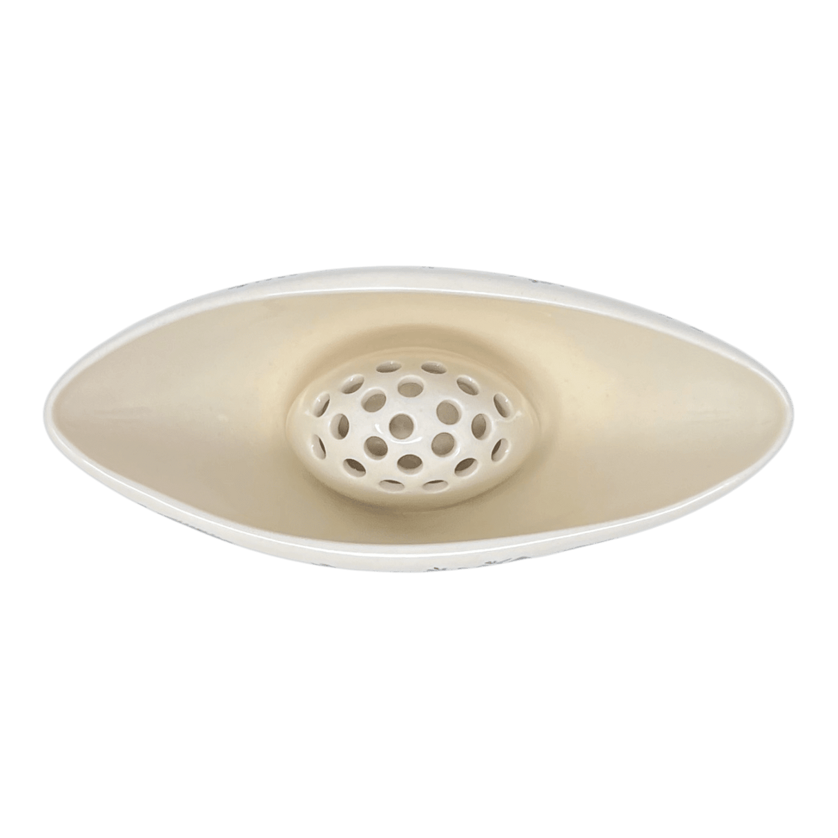 Vase, Ikebana, Oval, Frog Insert, 10.5" x 4.5" in "Scattered Ferns in Green" by Manufaktura | W022S-GZ44