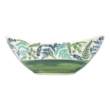 Vase, Ikebana, Oval, Frog Insert, 10.5" x 4.5" in "Scattered Ferns in Green" by Manufaktura | W022S-GZ44