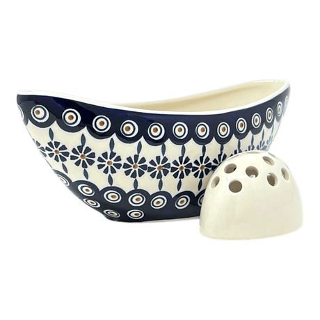 Vase, Ikebana, Oval, Frog Insert, 10.5" x 4.5" in "Floral Peacock" by Manufaktura | W022T-54KK