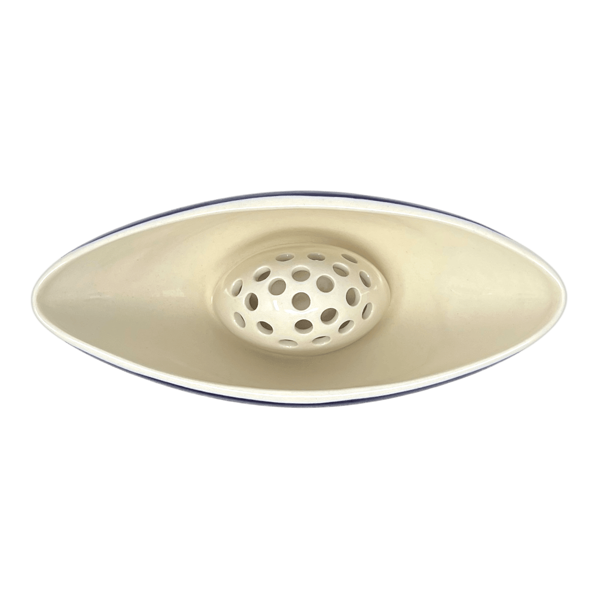 Vase, Ikebana, Oval, Frog Insert, 10.5" x 4.5" in "Floral Peacock" by Manufaktura | W022T-54KK