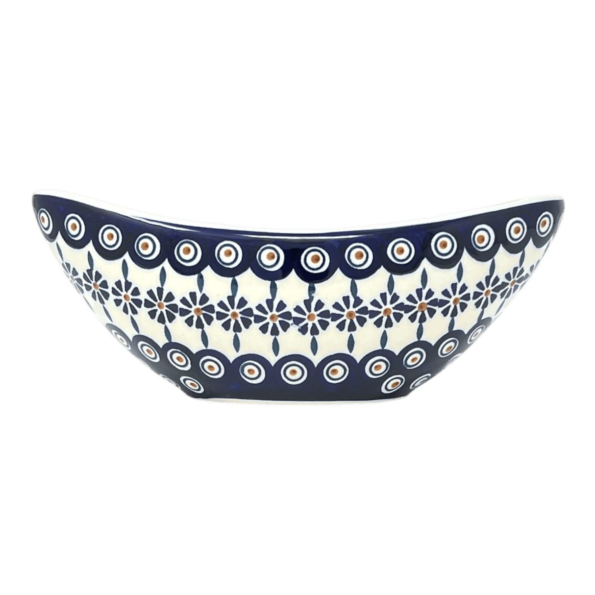 Vase, Ikebana, Oval, Frog Insert, 10.5" x 4.5" in "Floral Peacock" by Manufaktura | W022T-54KK