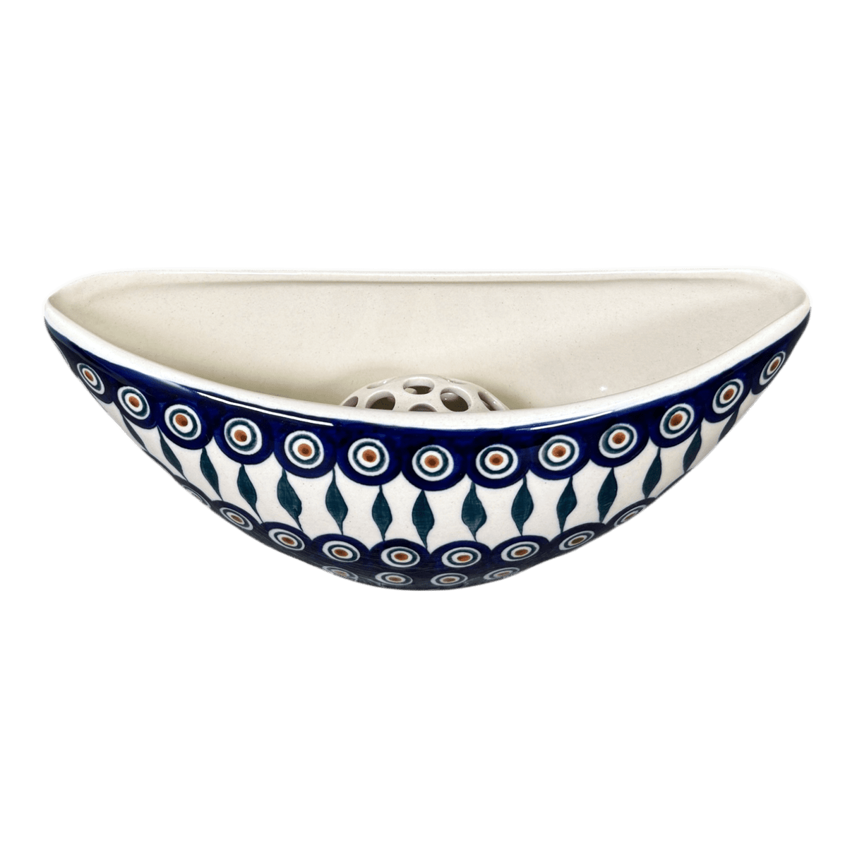 Vase, Oval, Frog Insert, 10.5" x 4.5" in "Peacock" by Manufaktura | W022T-54