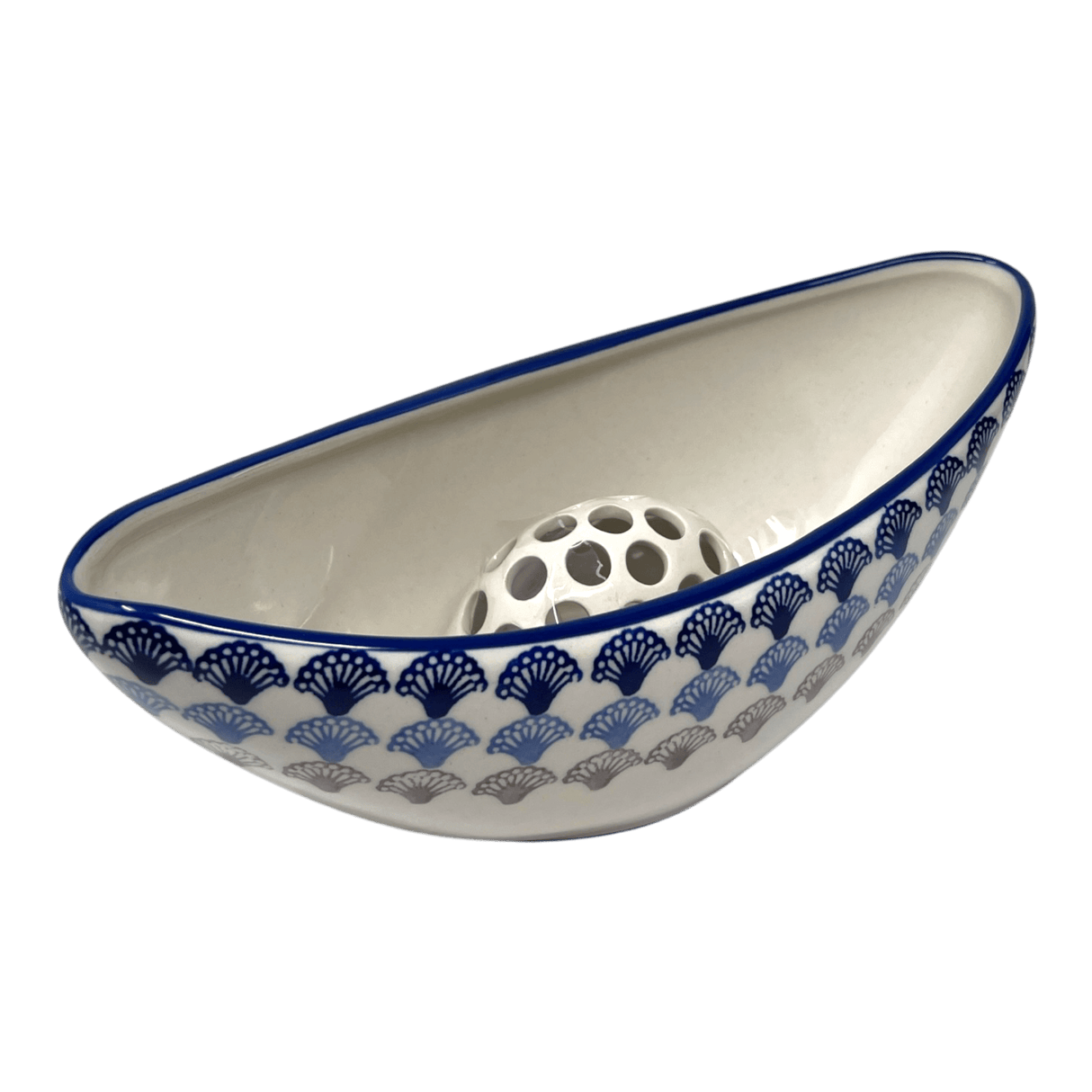 Vase, Ikebana, Oval, Frog Insert, 10.5" x 4.5" in "Fan-Tastic" by Manufaktura | W022T-GP18