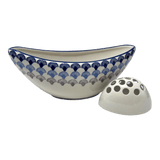 Vase, Ikebana, Oval, Frog Insert, 10.5" x 4.5" in "Fan-Tastic" by Manufaktura | W022T-GP18