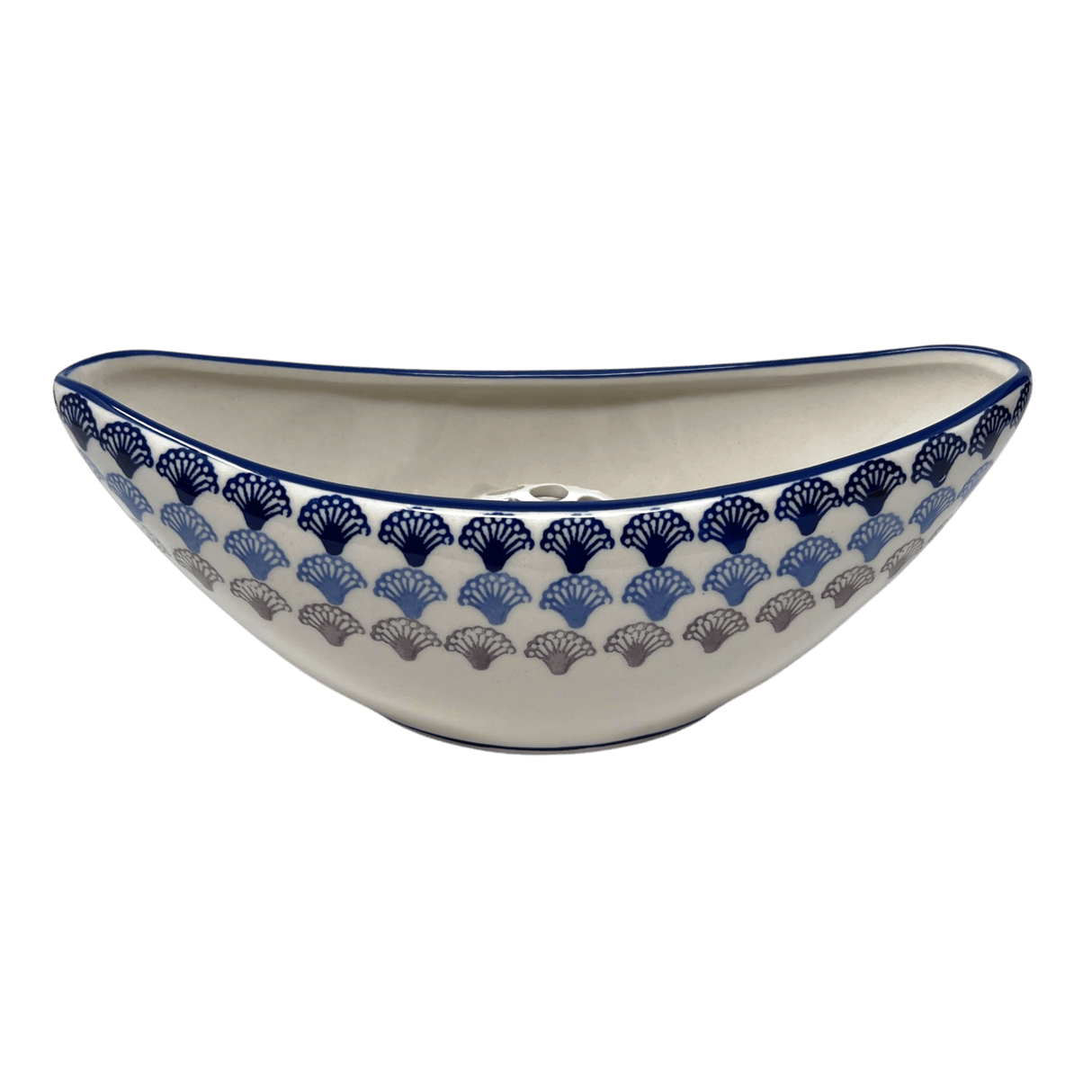 Vase, Ikebana, Oval, Frog Insert, 10.5" x 4.5" in "Fan-Tastic" by Manufaktura | W022T-GP18