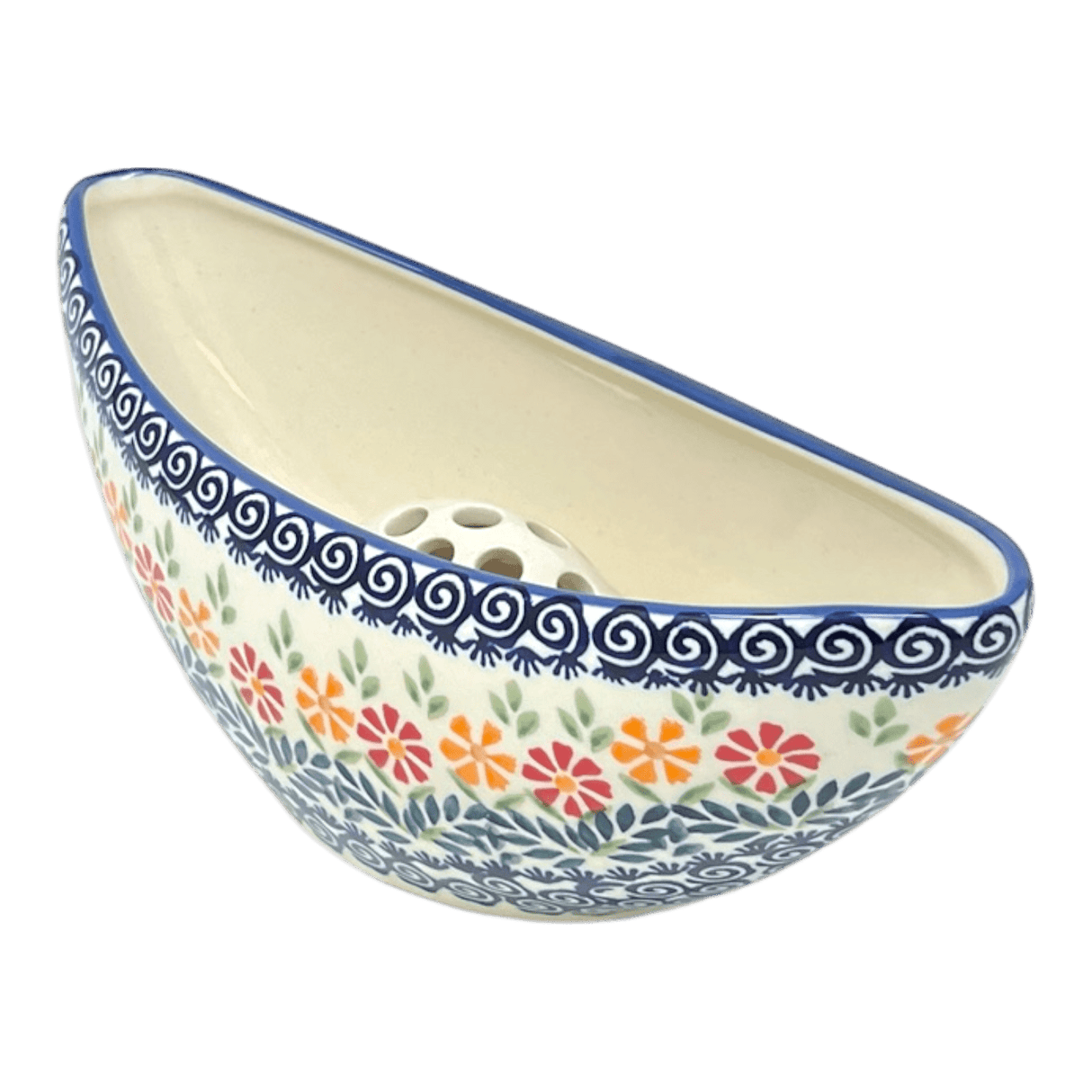 Vase, Ikebana, Oval, Frog Insert, 10.5" x 4.5" in "Flower Power" by Manufaktura | W022T-JS14