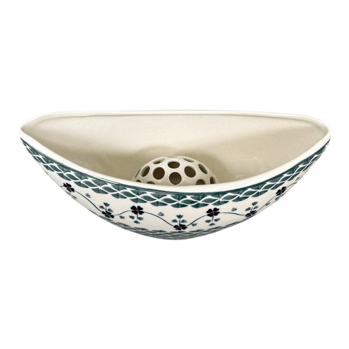 Vase, Oval, Frog Insert, 10.5" x 4.5" in "Woven Pansies" by Manufaktura | W022T-RV