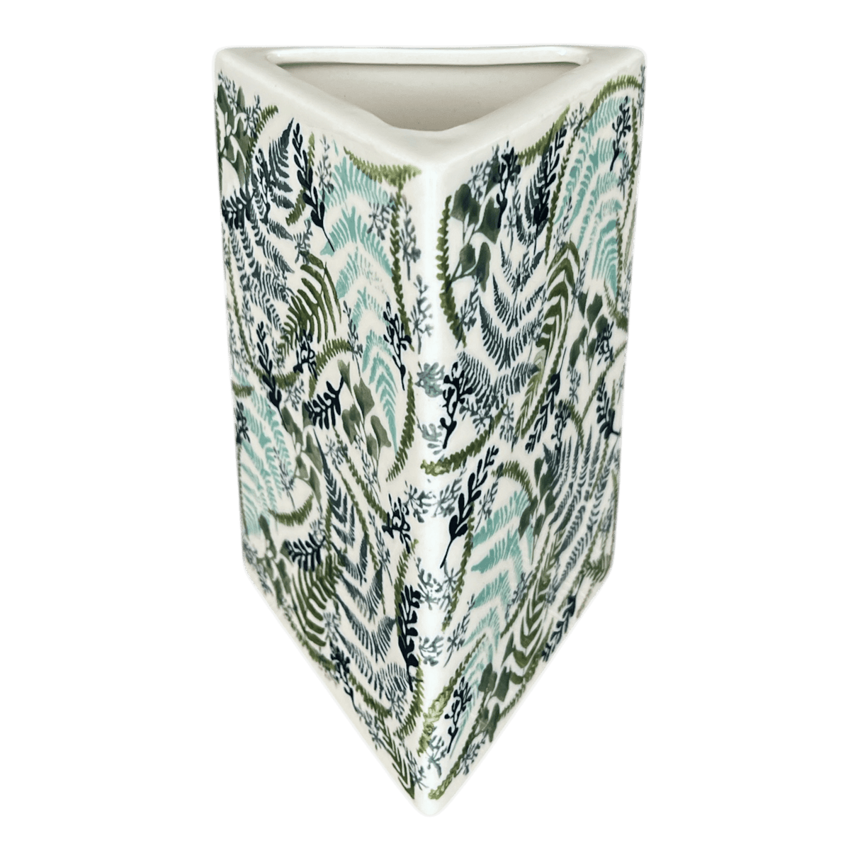 Vase, Triangular, 8" x 4.75" in "Scattered Ferns" by Manufaktura | W027S-GZ39