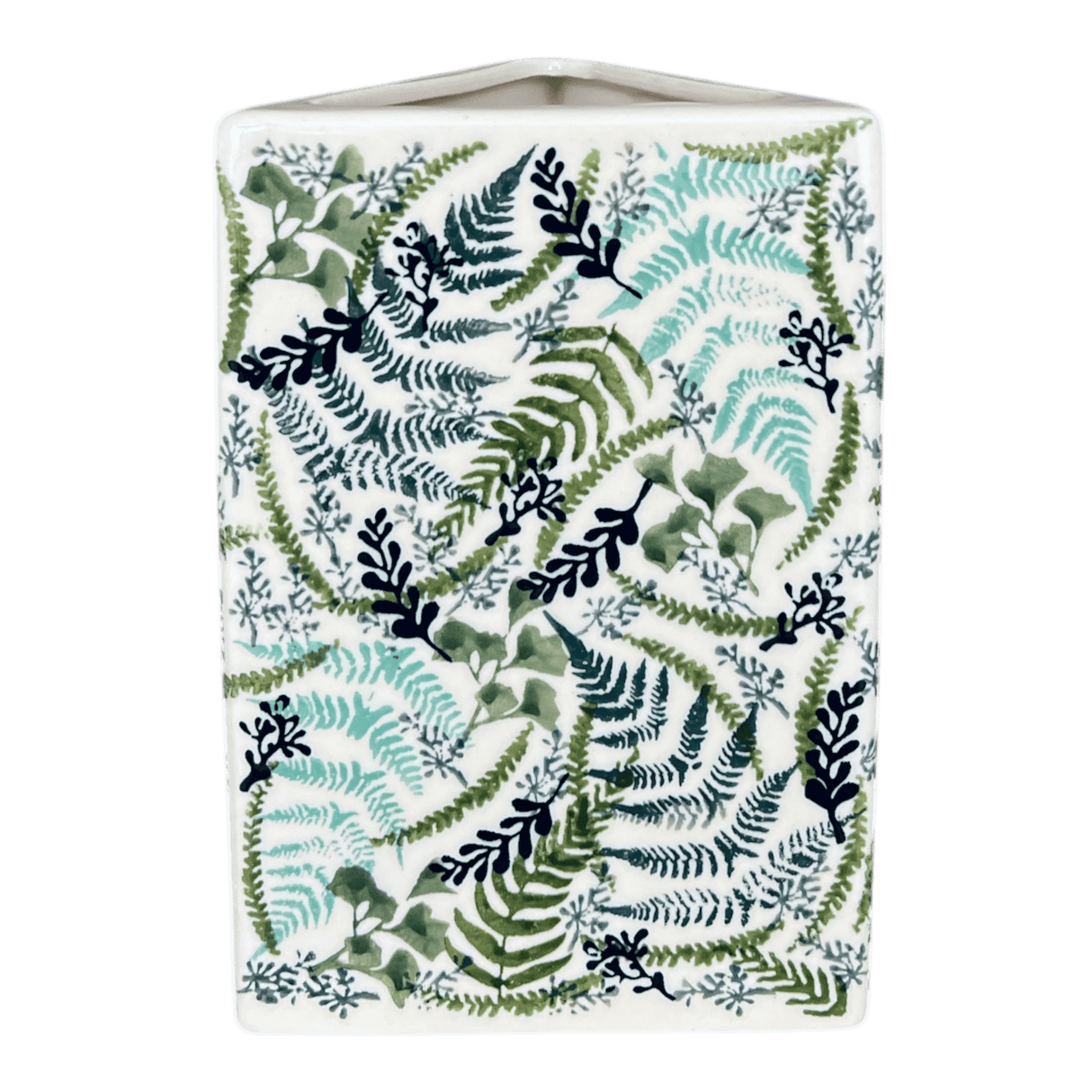 Vase, Triangular, 8" x 4.75" in "Scattered Ferns" by Manufaktura | W027S-GZ39