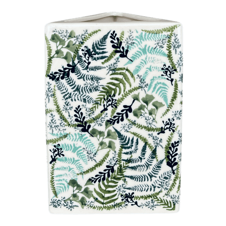 Vase, Triangular, 8" x 4.75" in "Scattered Ferns" by Manufaktura | W027S-GZ39