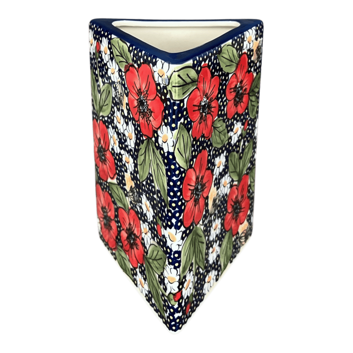 Vase, Triangular, 8" x 4.75" in "Poppies & Posies" by Manufaktura | W027S-IM02