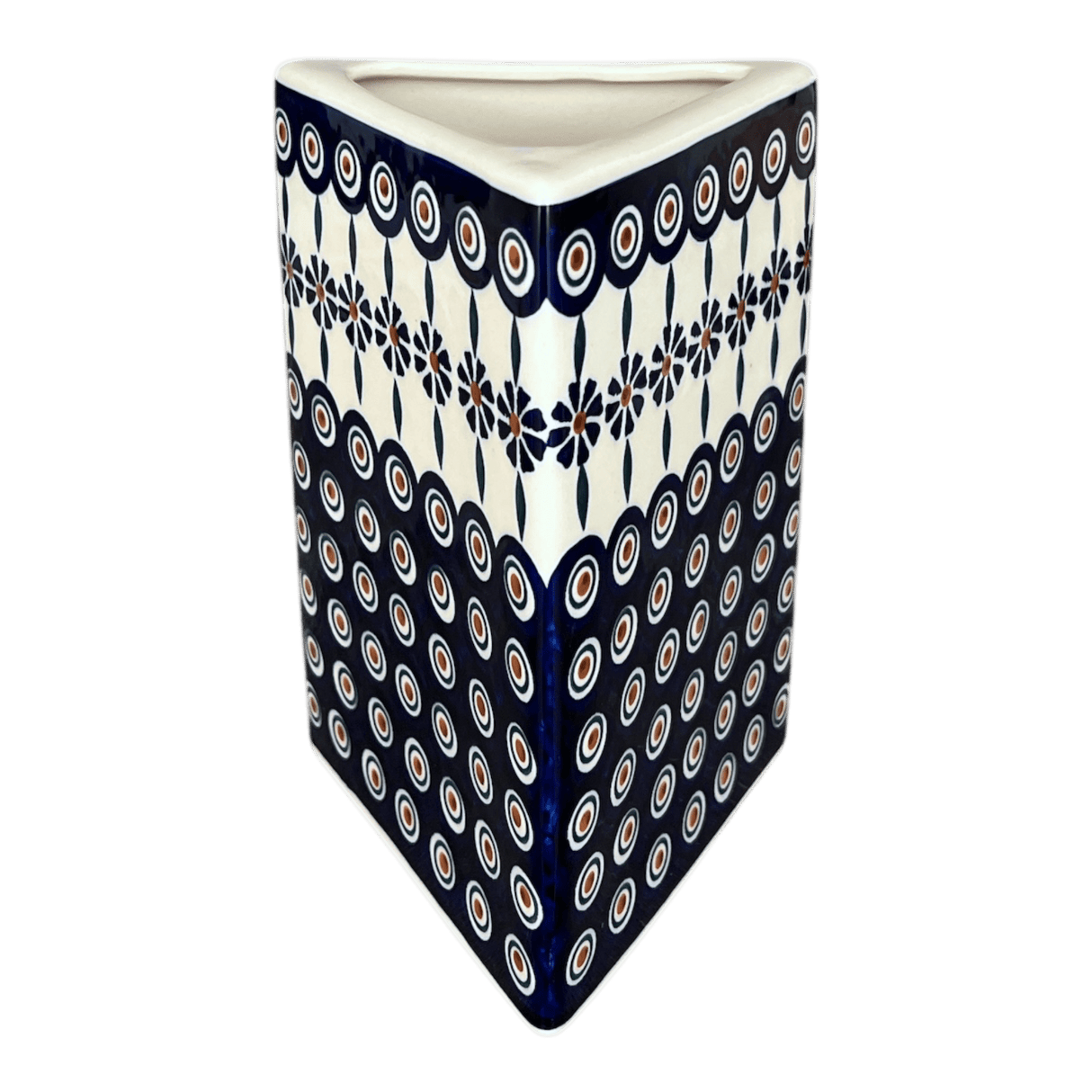 Vase, Triangular, 8" x 4.75" in "Floral Peacock" by Manufaktura | W027T-54KK