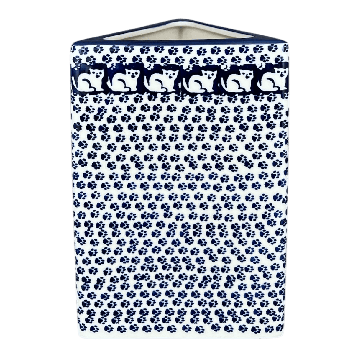 Vase, Triangular, 8" x 4.75" in "Kitty Cat Path" by Manufaktura | W027T-KOT6