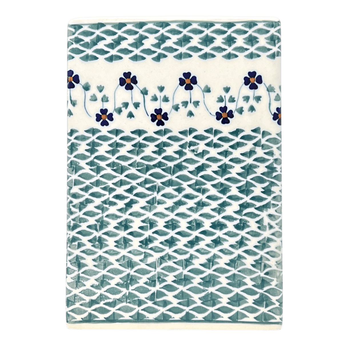 Vase, Triangular, 8" x 4.75" in "Woven Pansies" by Manufaktura | W027T-RV