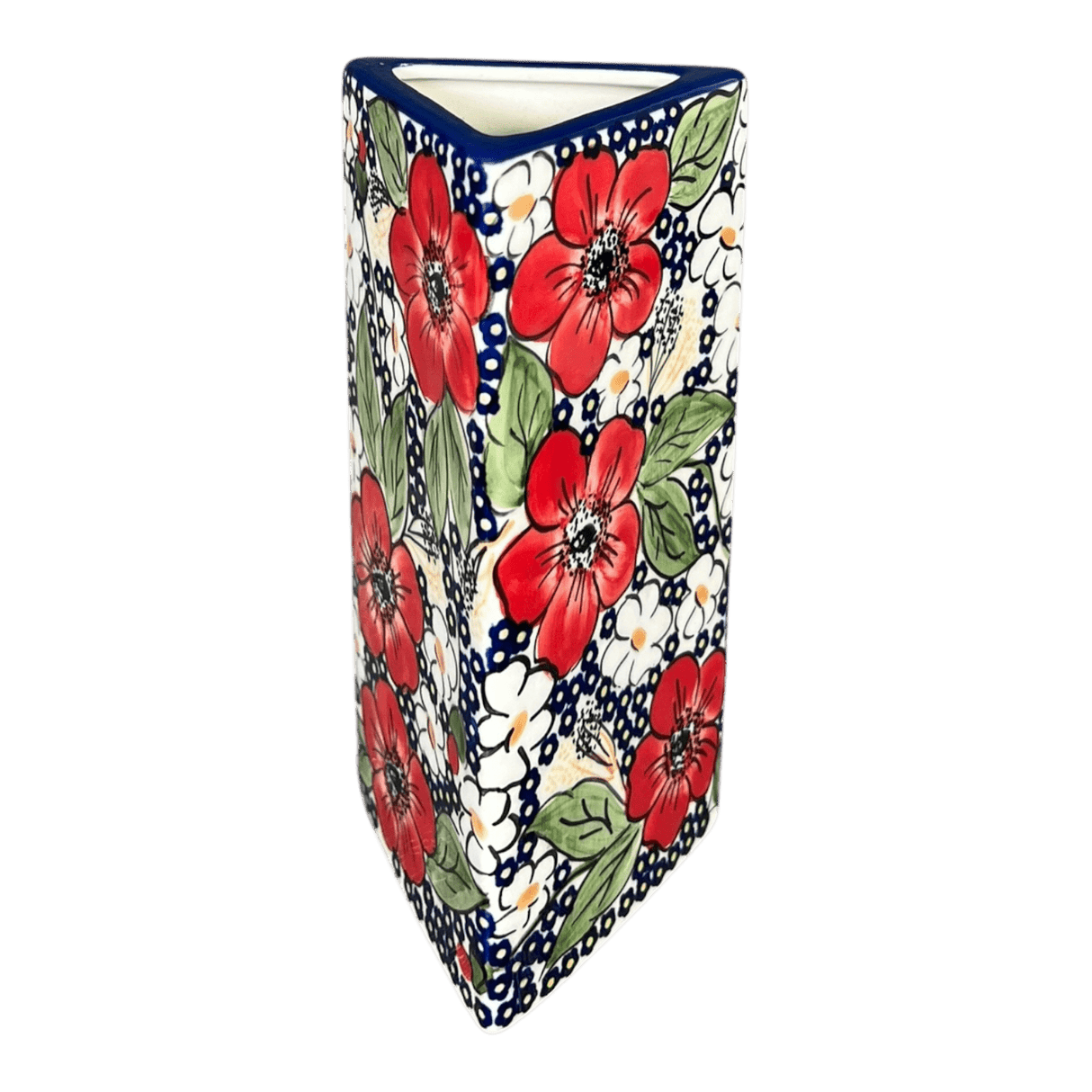 Vase, Triangular, Medium 8" x 3.25" in "Poppies & Posies" by Manufaktura | W028S-IM02