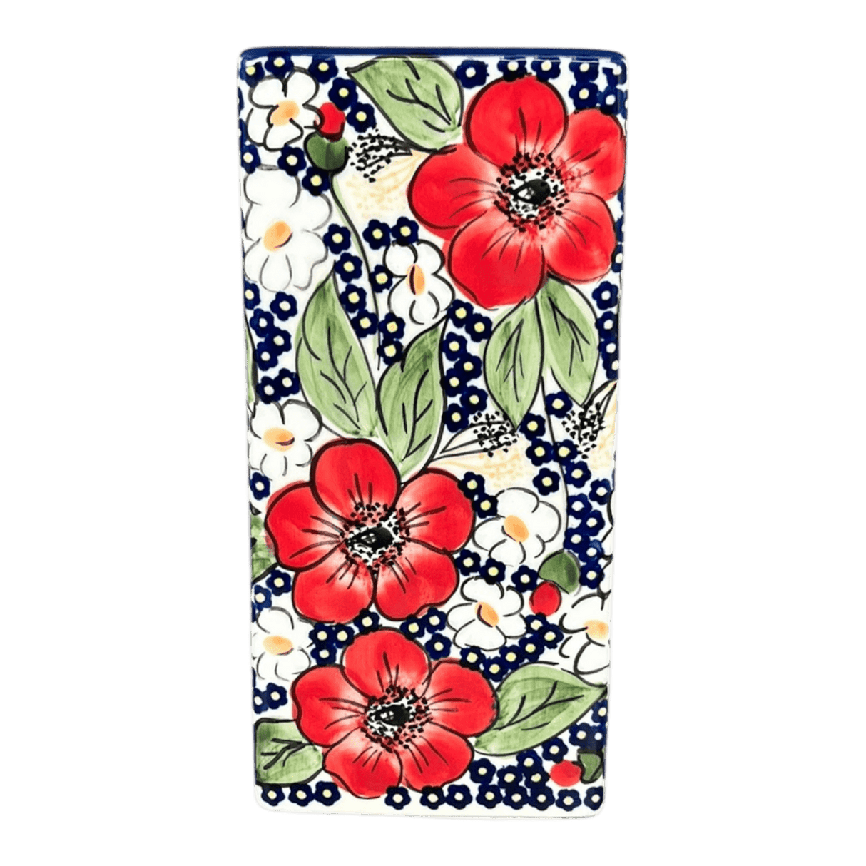 Vase, Triangular, Medium 8" x 3.25" in "Poppies & Posies" by Manufaktura | W028S-IM02