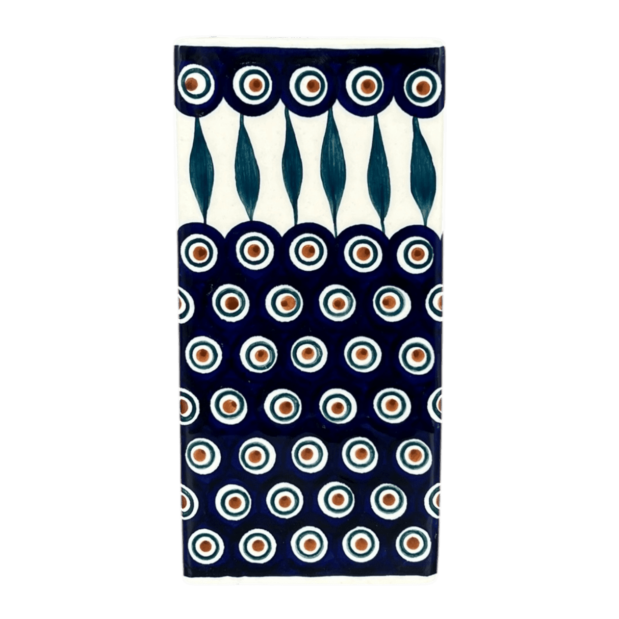 Vase, Triangular, Medium 8" x 3.25" in "Peacock" by Manufaktura | W028T-54