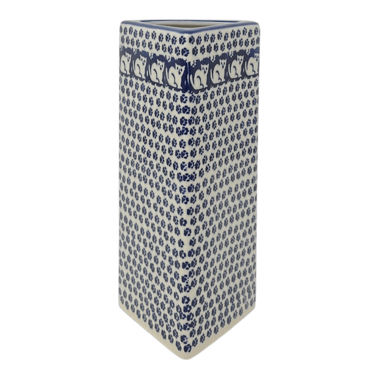 Vase, Triangular, Medium 8" x 3.25" in "Kitty Cat Path" by Manufaktura | W028T-KOT6