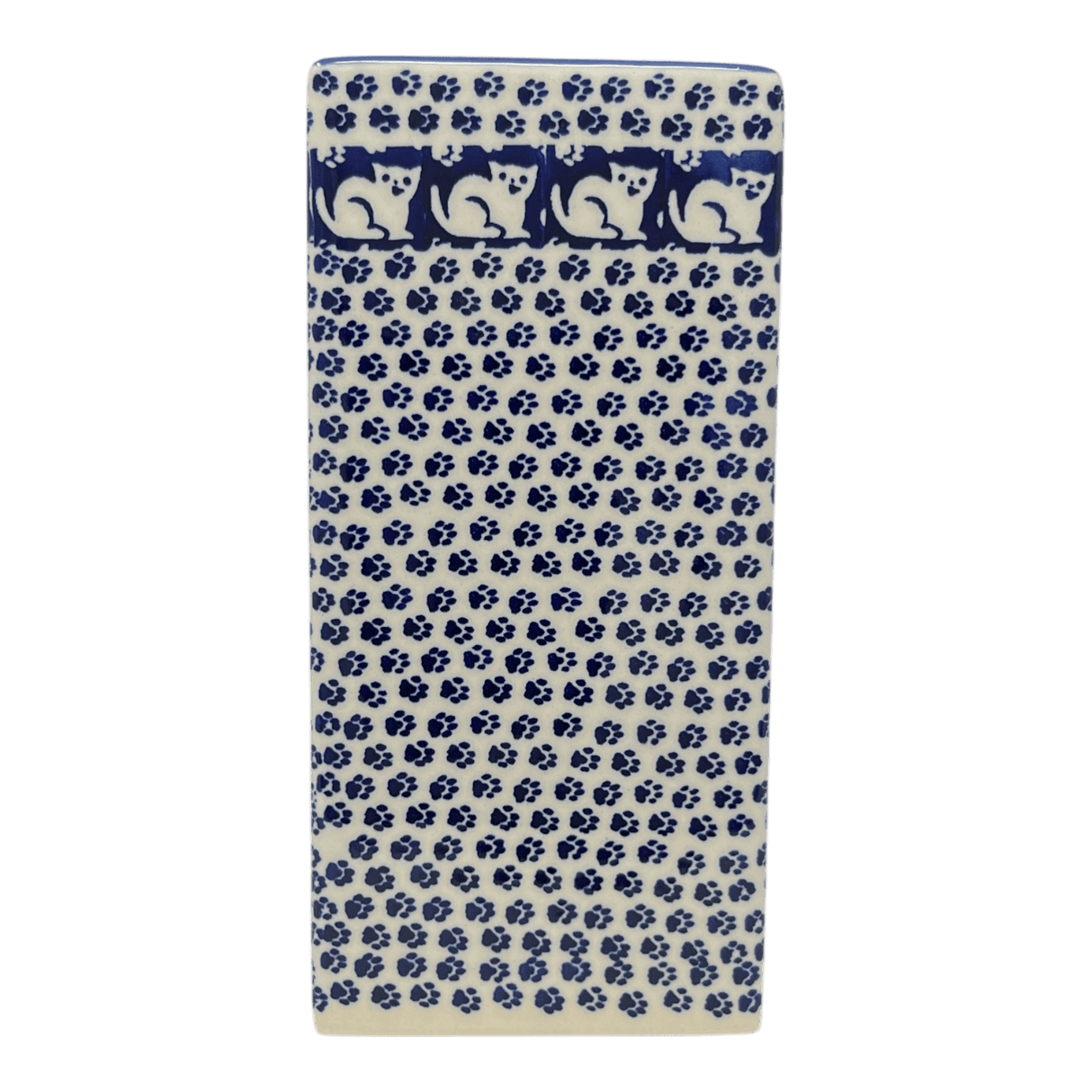 Vase, Triangular, Medium 8" x 3.25" in "Kitty Cat Path" by Manufaktura | W028T-KOT6