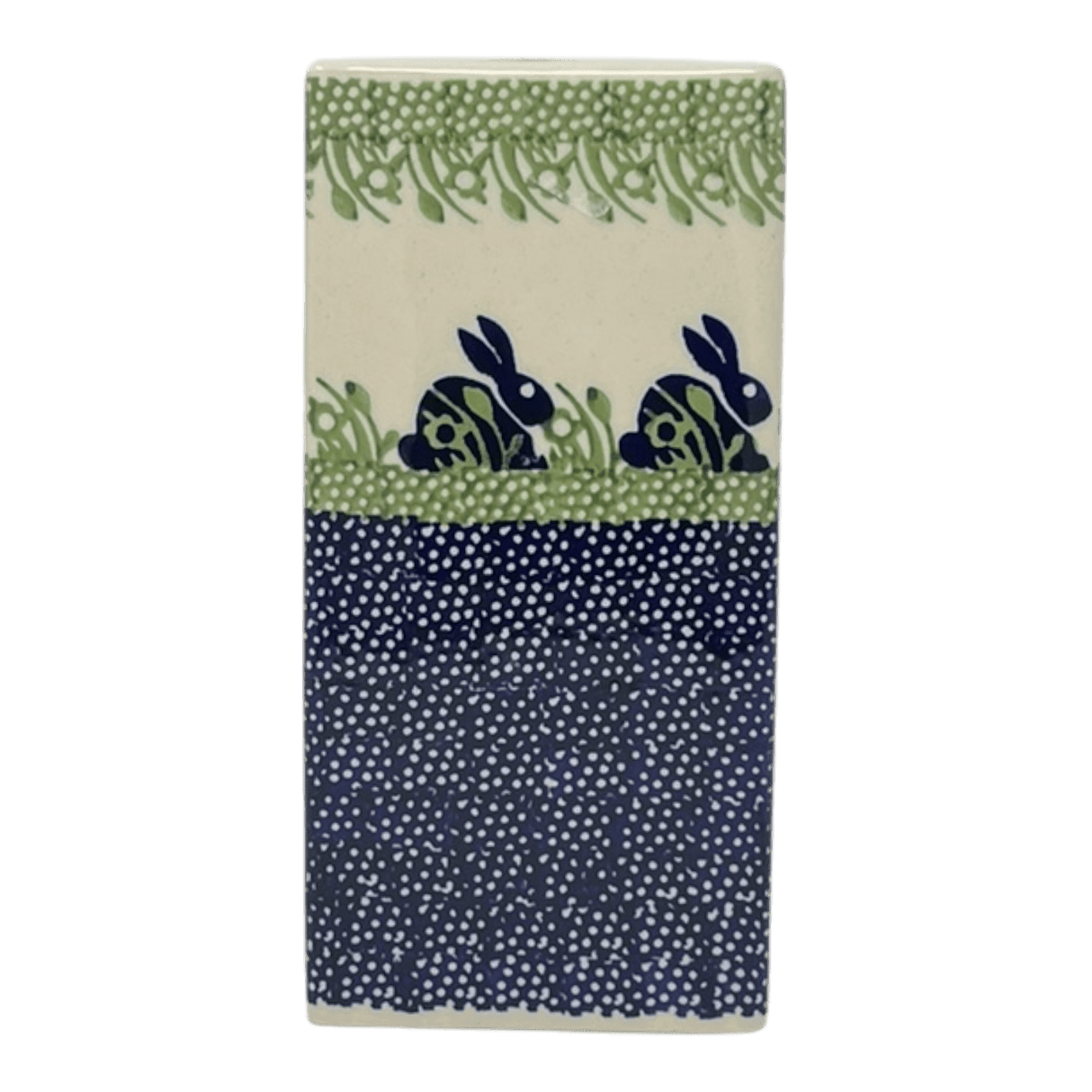 Vase, Triangular, Medium 8" x 3.25" in "Bunny Love" by Manufaktura | W028T-P324