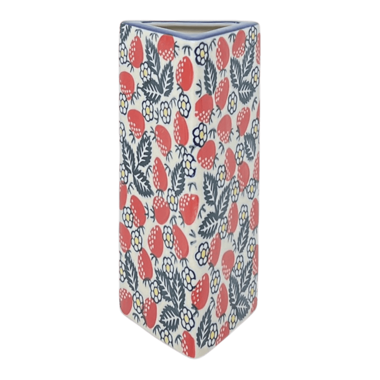 Vase, Triangular, Medium 8" x 3.25" in "Strawberry Fields" by Manufaktura | W028U-AS59