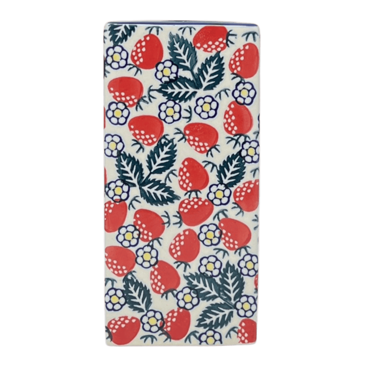 Vase, Triangular, Medium 8" x 3.25" in "Strawberry Fields" by Manufaktura | W028U-AS59